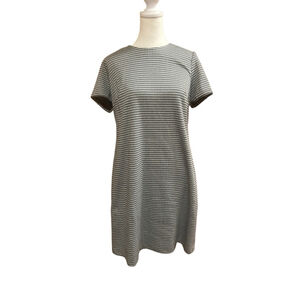 NEW‎ Womens 10 Calvin Klein Gingham Dress Stretch Black White Short Sleeves